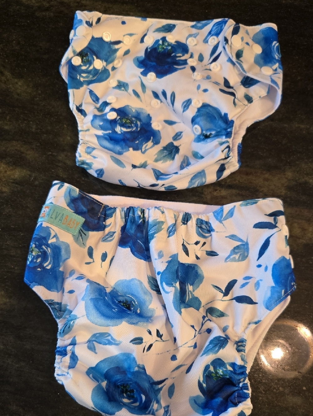 Blue Floral Reusable Or Swim Diaper Cover for Kids -